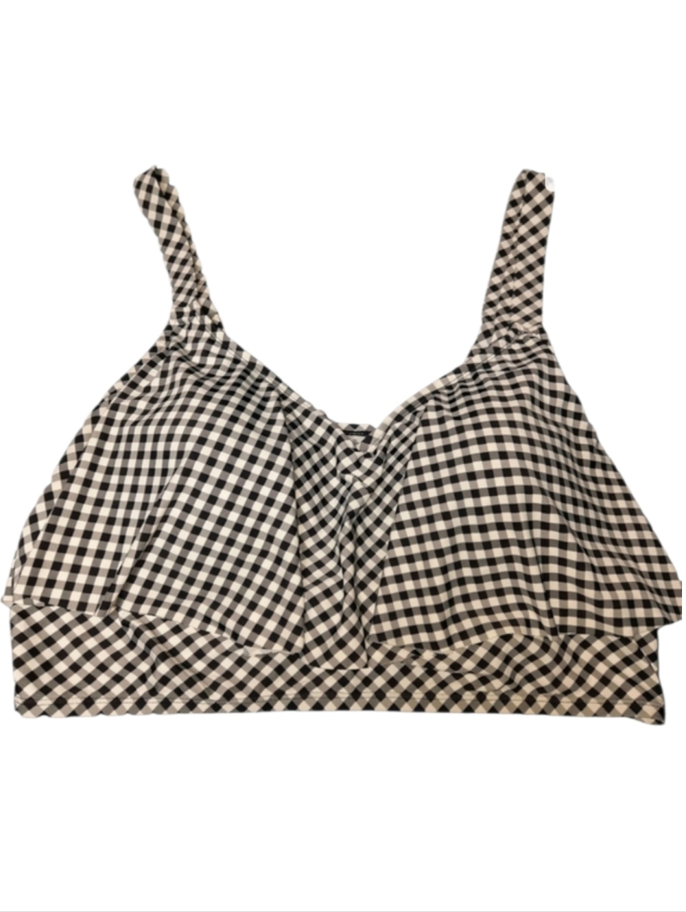 Catherines B&W Gingham Check Ruffle Flounce Swim Top SZ 22W